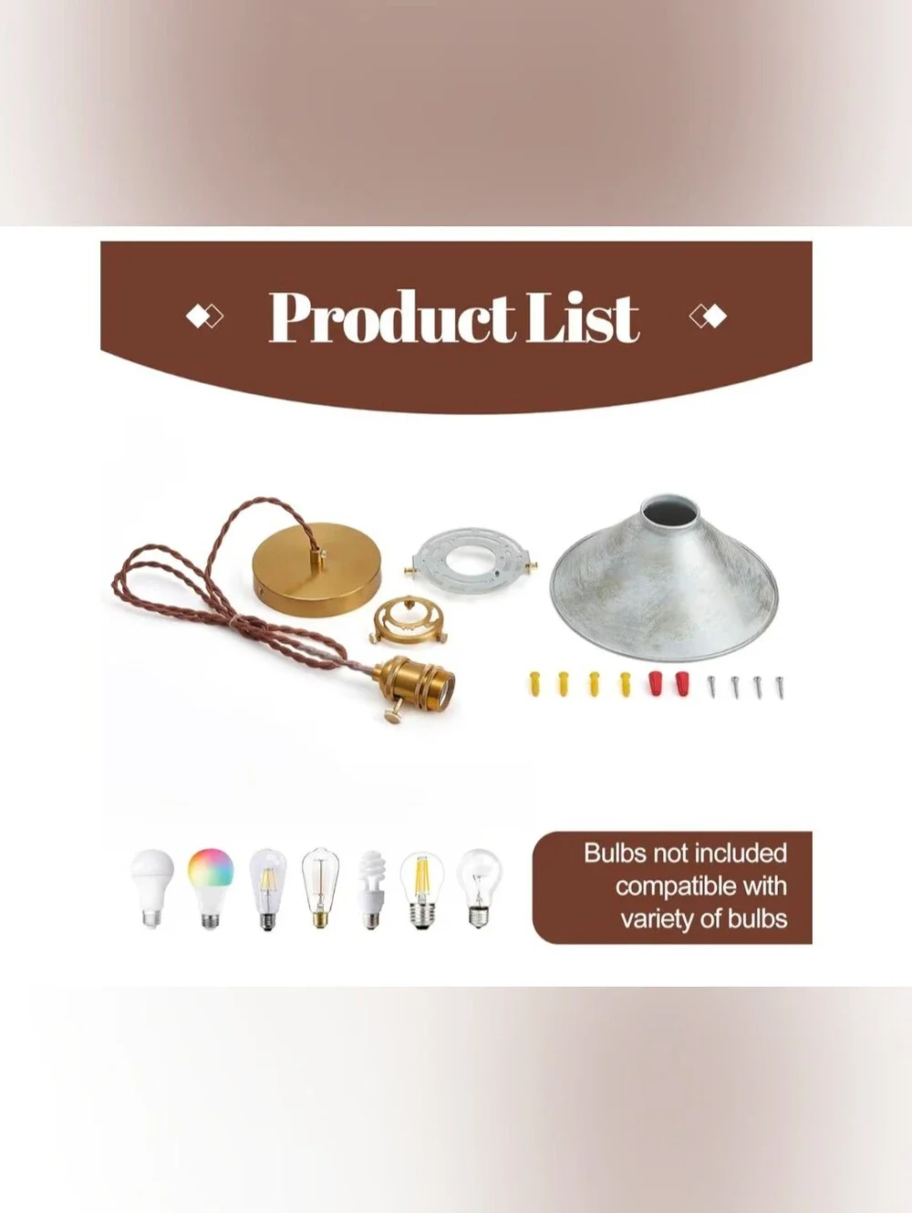 Rustic Pendant Light 2 Pack with Vintage Silver Hanging Metal Lampshade NIB